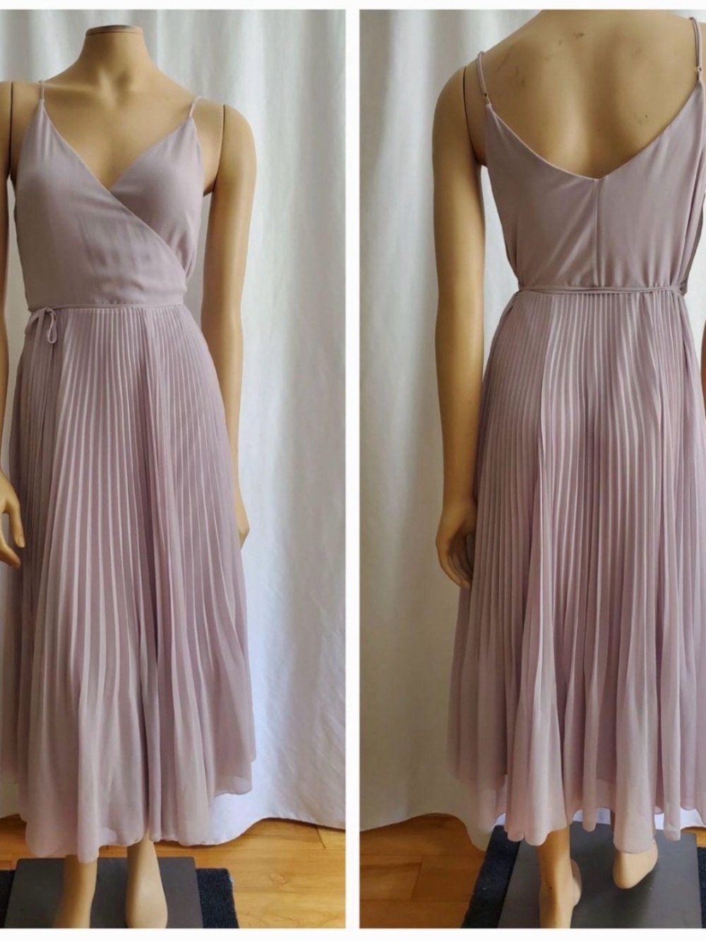 Aritzia wilfred Beaune pleated wrap dress in lavender lilac light purple